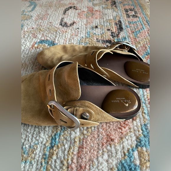 Rag & Bone Ansley Golden Suede Clog Slides Size 39 - Picture 6 of 11